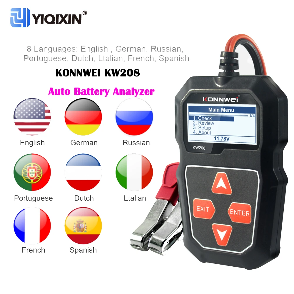 Per Konnwei Kw208 Auto Car Battery Tester 12V Automotive Battery Analyzer100 A 2000Cca Strumento Di Ispezione Del Sistema Di Ricarica