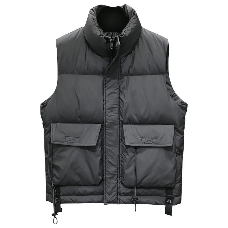2023 New Men Down Vest Winter Short Outer Wear Sleeveless Leisure Coat Thicken Warm Trend Outwear Stand Collar Loose Surcoat