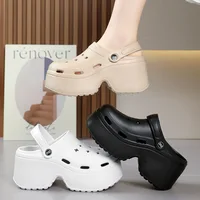 9CM Thick Women's Sandals 2024 New Summer Slippers High Heel Soft Sole Beach Garden Shoes Outdoor Waterproof Women's Hole Shoes - Image 3