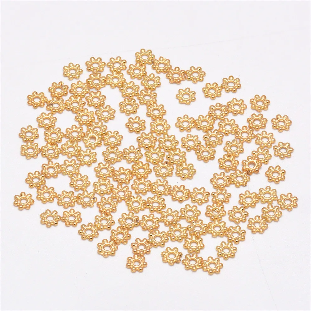 300pcs 4/6mm Legierung Blume Spacer Perlen Gänseblümchen Metall Schmuck Spacer für Armband Halskette Schmuck herstellung – Detail 5
