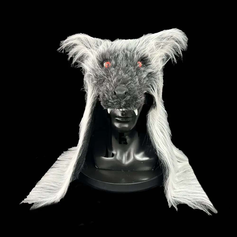 Maschera di lupo nero Halloween Occhi rossi Lupo mannaro Terrore Animale  Fantasia Copricapo Costume Puntelli Cosplay Maschere di lattice per adulti  Copricapo di lupo - AliExpress, image size:1000x1000