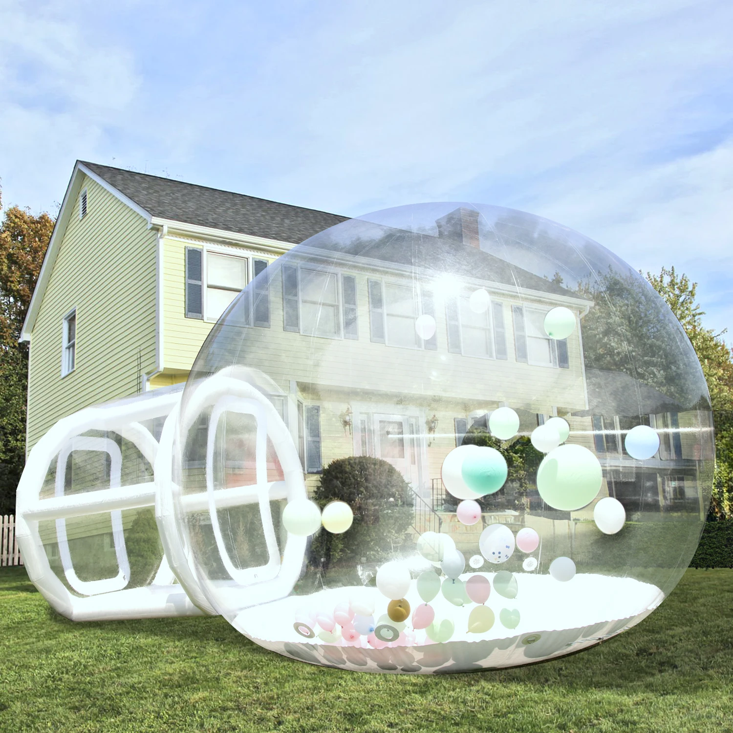 Inflatable Bubble House with Trampoline and Transparent Dome PVC Blower