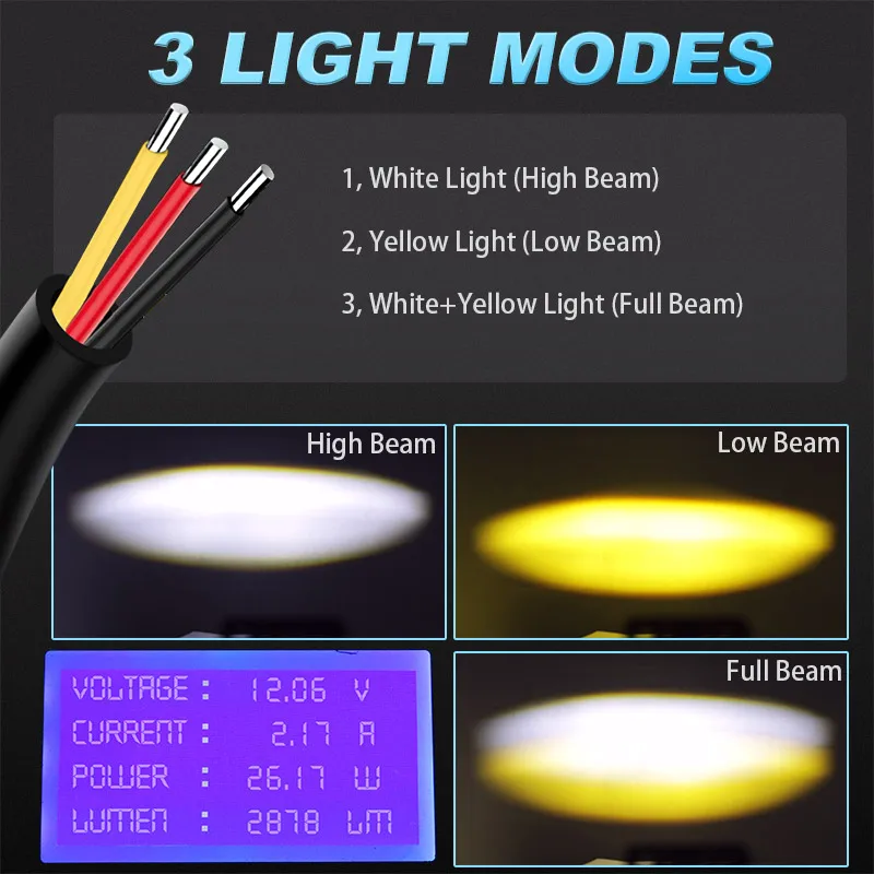 차량용 외부 LED 작업등 12V 24V 오토바이 스포트라이트 (지프, 닷지, 오프로드 트럭, ATV, 더트 바이크용) 26W 보조 헤드라이트