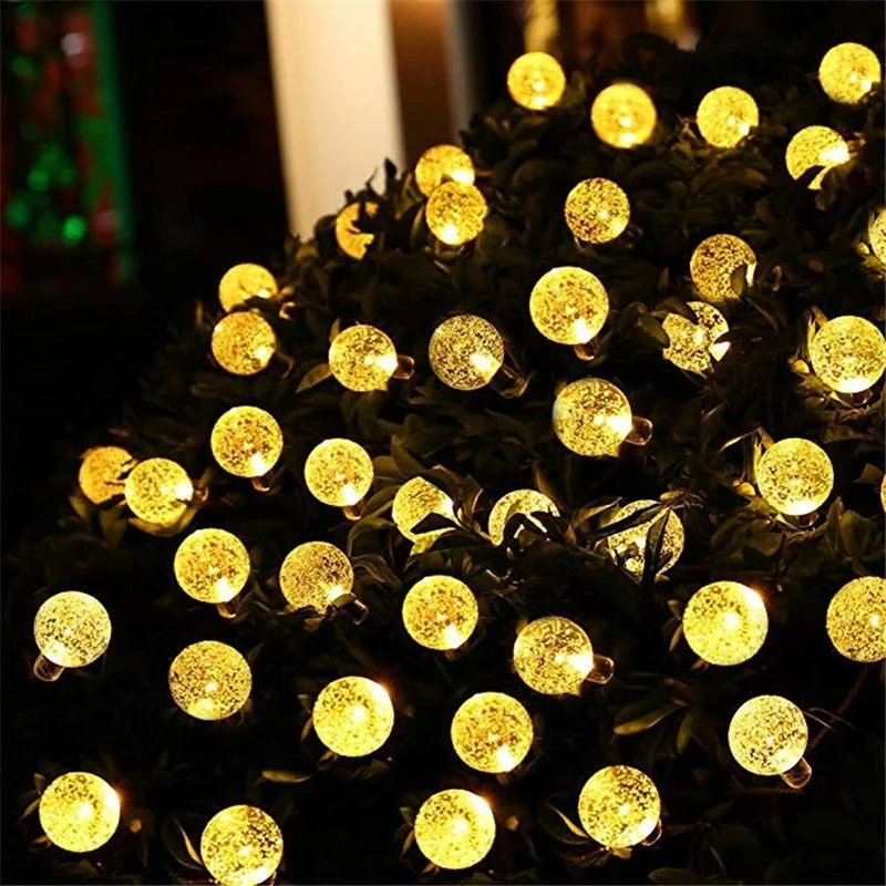 

5/7/11/12M Light String Fairy Light Garland Solar Light Crystal Ball Light String Wedding Christmas Day Outdoor Decoration.