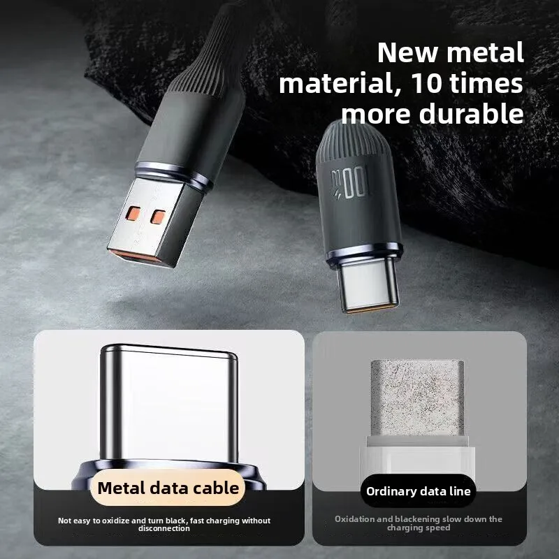 100W Grey Braided USB-C to USB-C Fast Charging Cable