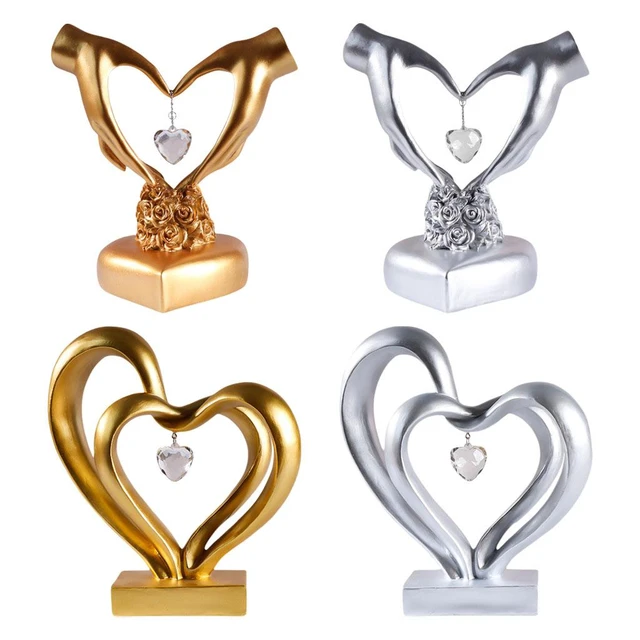 Nordic Home Decor Heart Gesture Sculpture Resin Abstract Hand Love Statue  Metal Figurines Wedding Living Room Ornaments - AliExpress