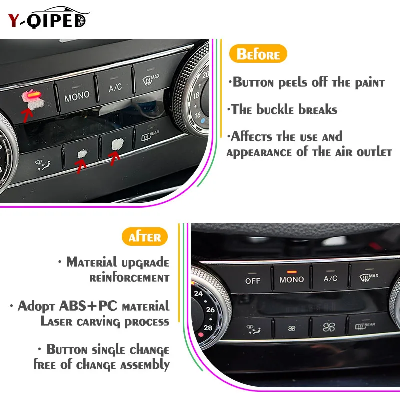 에어컨 창 라디오 수리 단추, 메르세데스 벤츠 C 클래스 GLK CLS ML GLE GLS 캡 교체 액세서리 도구 W204