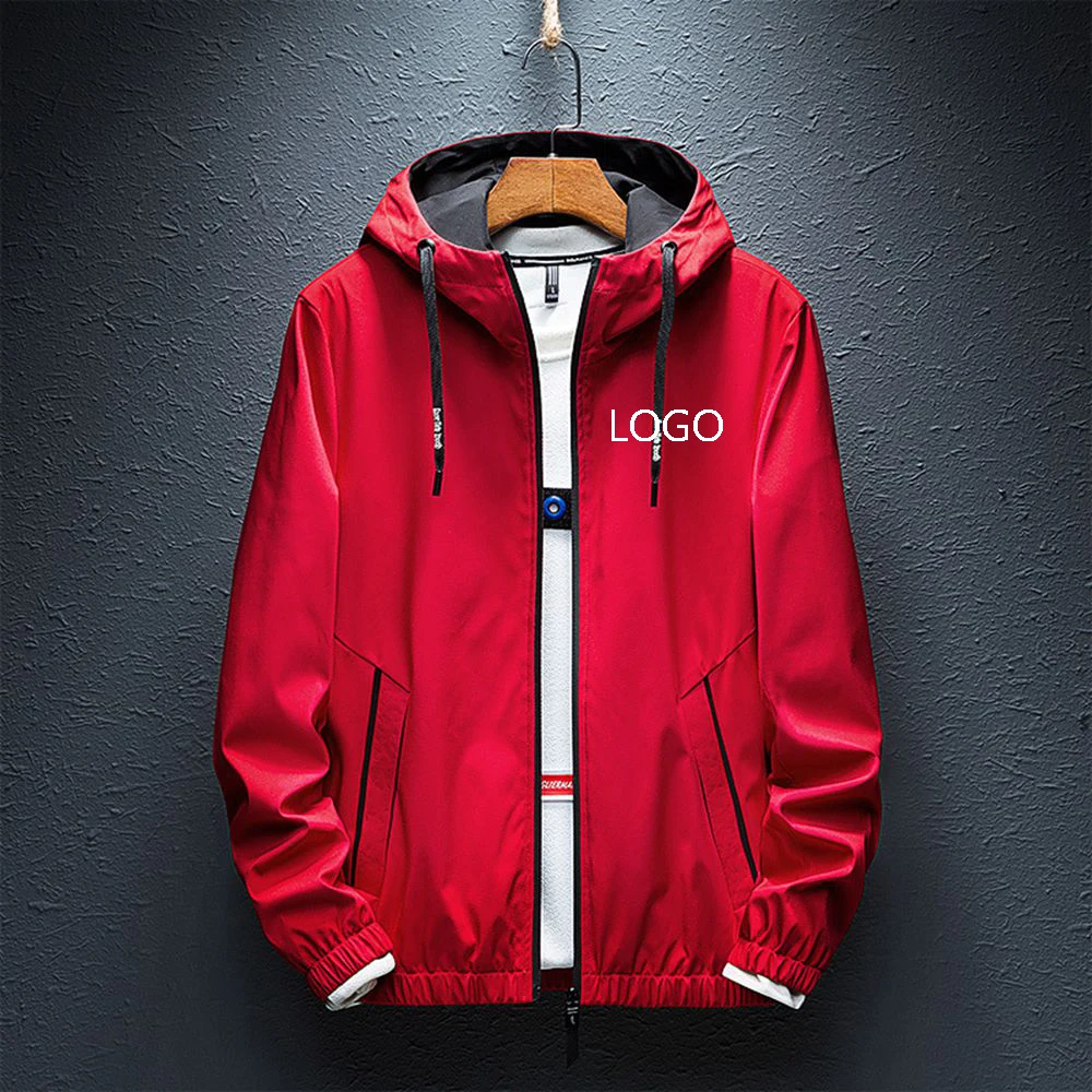 2023 spring and autumn custom Logo printing high quality casual hooded jacket men's popular zipper design windbreaker jacket sol