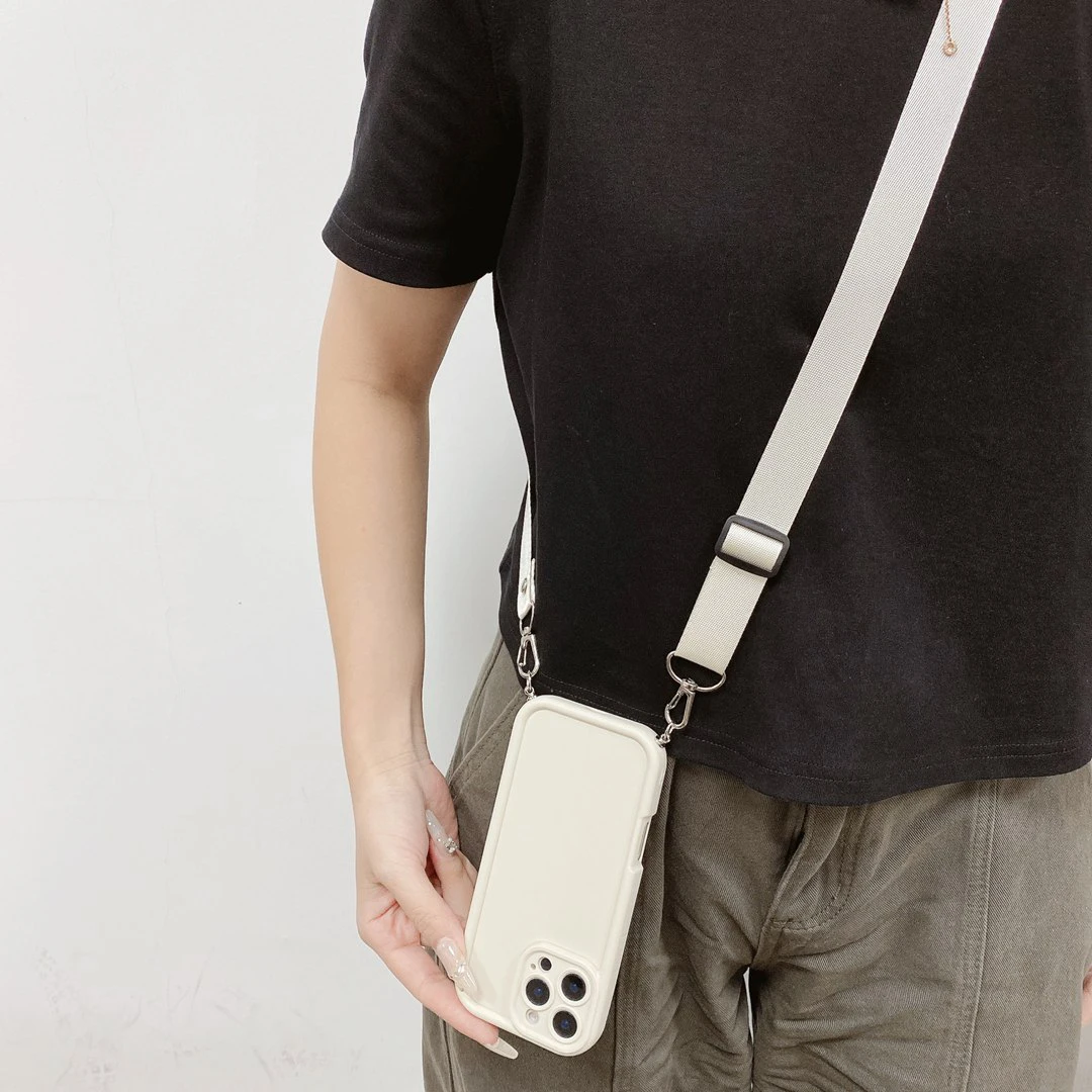 Crossbody Strap Shockproof Black Phone Case Cover