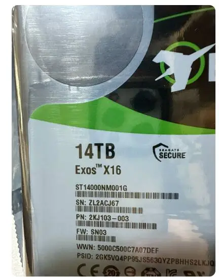 시게이트 14TB 하드 드라이브 14TB X16 갤럭시 EXOS X16 기계식 모니터링 하드 드라이브 ST14000NM001G