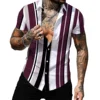 Striped Colorful Shirt Fashion Casual Outdoor Designer Street Party Men's High Quality Button T-shirt Short Sleeve Shirt 2023 6