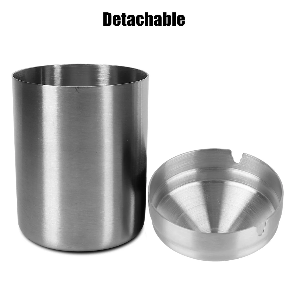 Stainless Steel Ashtray Detachable With Lid Windproof Home Car Holder