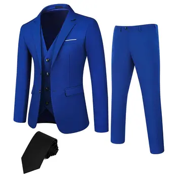 TweedLad Men's Business Suit Set Groomsmen Regular Fit-Tuxedo Jacket+Trousers Men Suit Set Lapel Formal Stylish Buttons Pockets 5