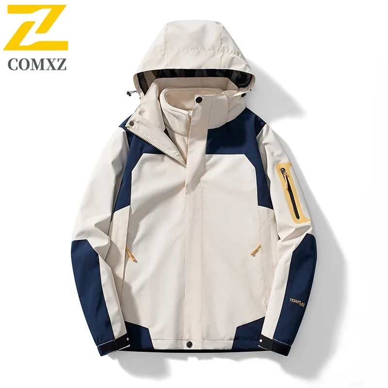 COMXZ Luxury Hooded Fashion Men Jacket Hiking Trip Wind Resistant Warm Parka Leisure Outdoor Light Cold Proof Winter New Apparel