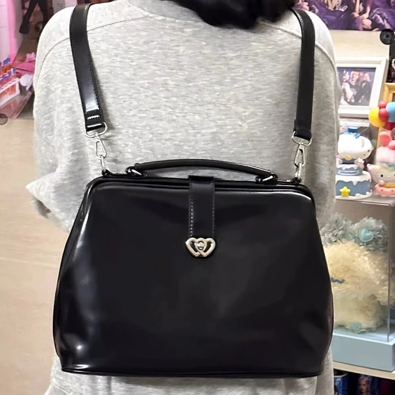 Korean Vintage Chic Preppy Mini Schoolbags Simple Fashion Heart Women Shoulder Handbags Sweet Cool Y2k Aesthetic Girls Backpacks 6