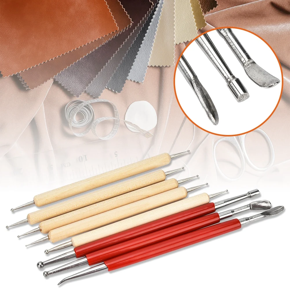 HandMade Leather Craft Carving Tool Spoon Double Head Point Drill Pen Kit Set HandMade Sewing Tool Leather Craft