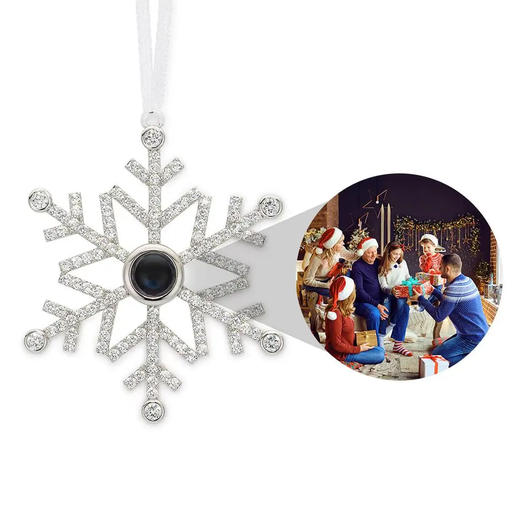Photo Ornament for Christmas Tree Personalized Hanging Snowflake Projection Pendant Home Decor for Party Memorial Gifts