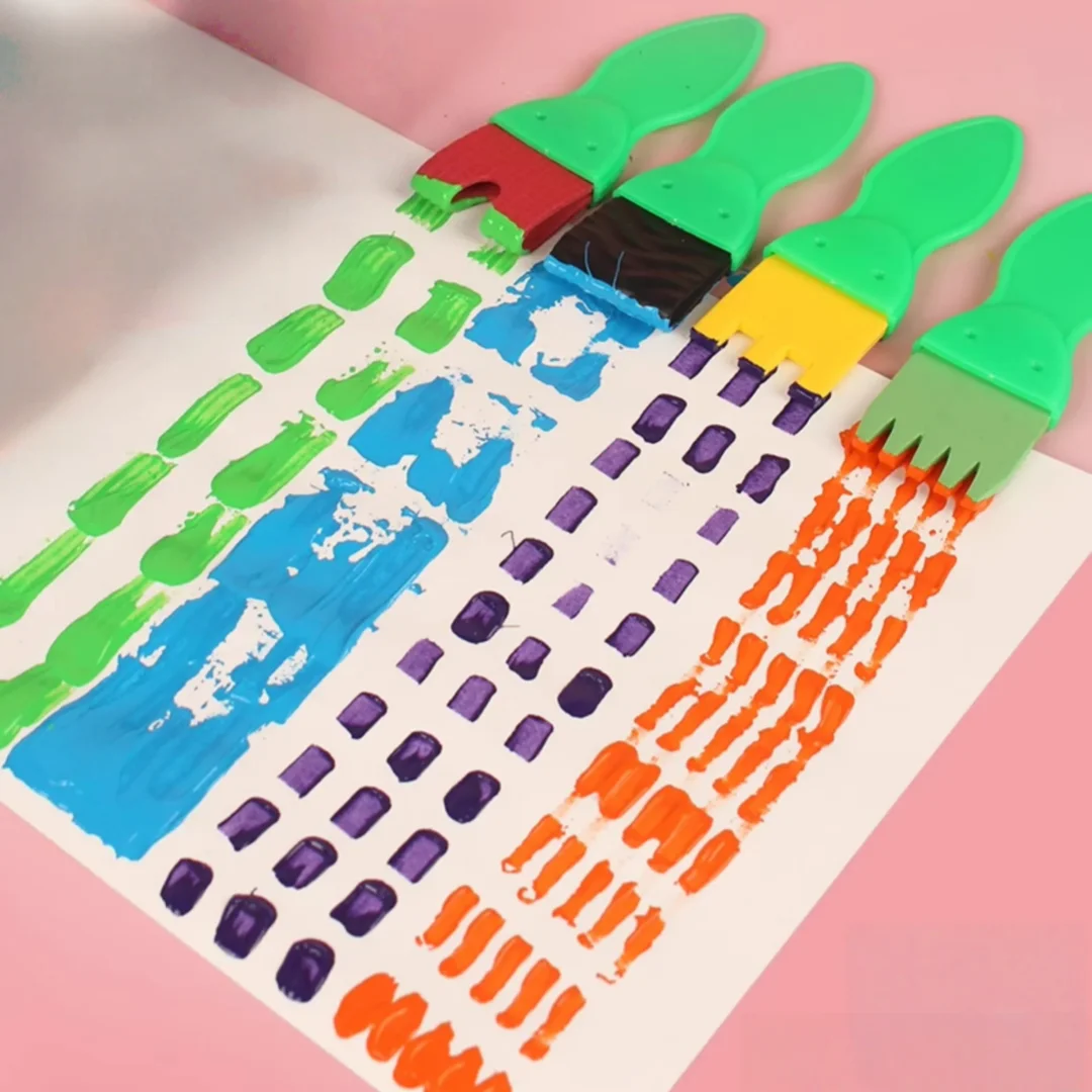 녹색 물고기 손잡이 붓이 포함된 DIY 수제 그래피티 창의적 페인팅 도구 4종 세트