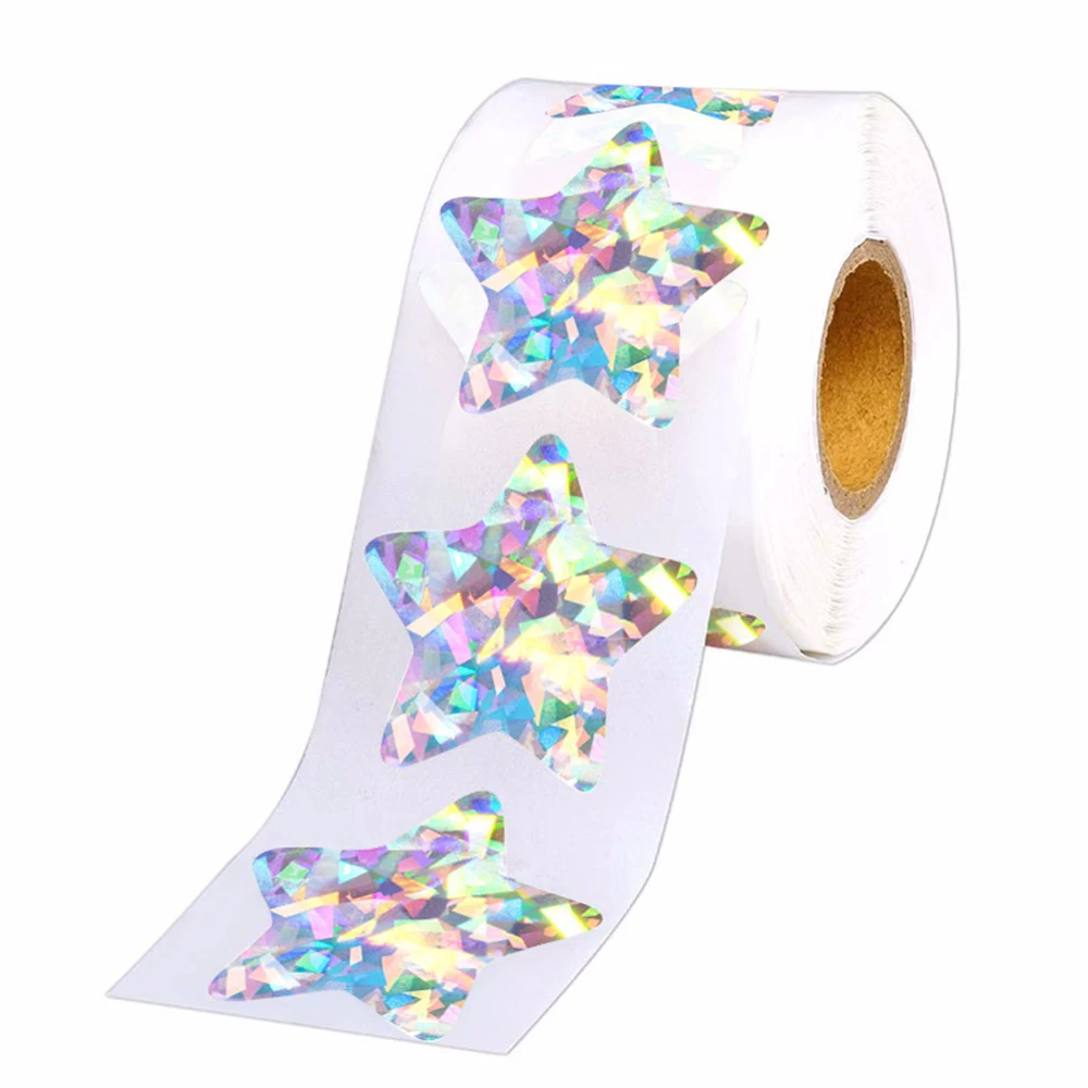 50–500 Stück Silberfolie Stern Aufkleber Etiketten holografische Aufkleber für Kinder Belohnung Wand Handwerk Klassenzimmer Lehrer liefert Aufkleber