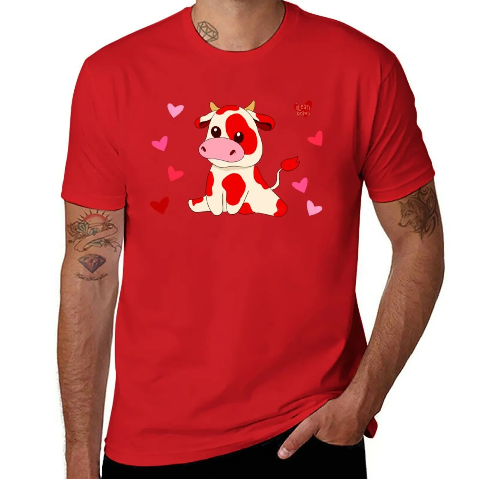 

New Amor Cow T-Shirt graphics t shirt Anime t-shirt Short sleeve tee mens plain t shirts