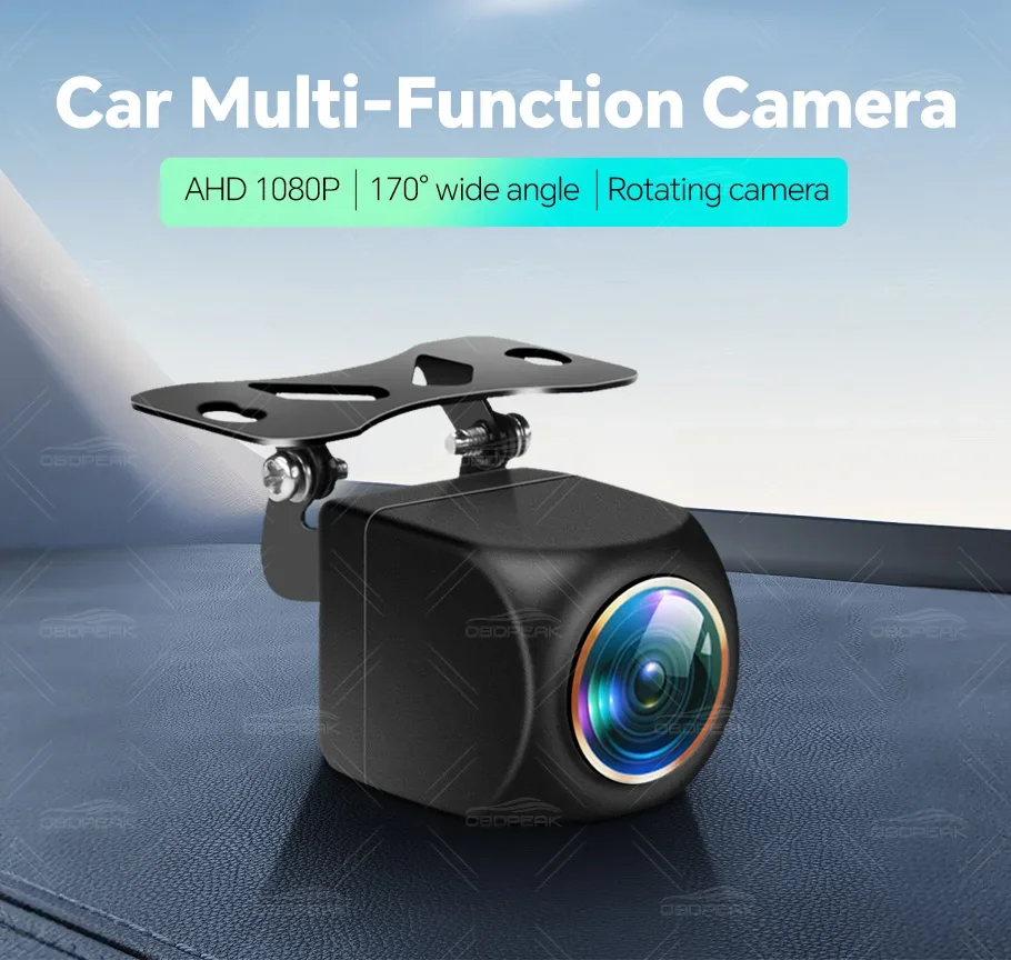 OBDPEAK 170° Fisheye Rear View Camera Golden Lens AHD 1920x1080P Full HD Vehicle Reversing Night Vision Waterproof IP68 Rearview