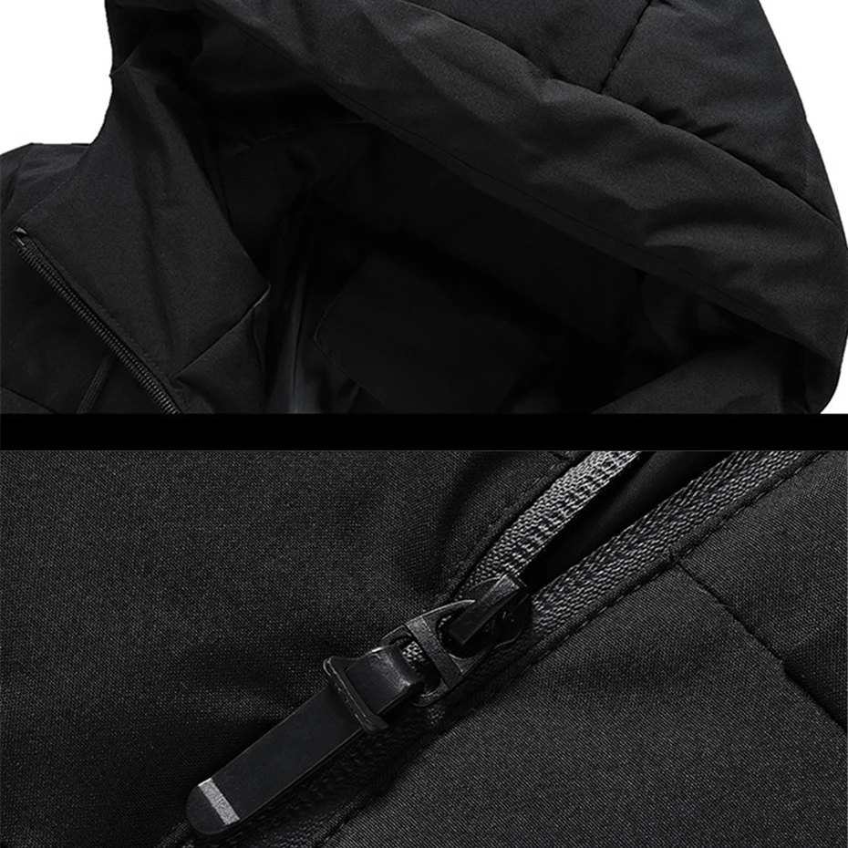 Padded Jacket Men Winter Parkas Thick Jacket Coats Fashion Casual Solid Color Hooded Parkas Male Warm Coat Black Grey