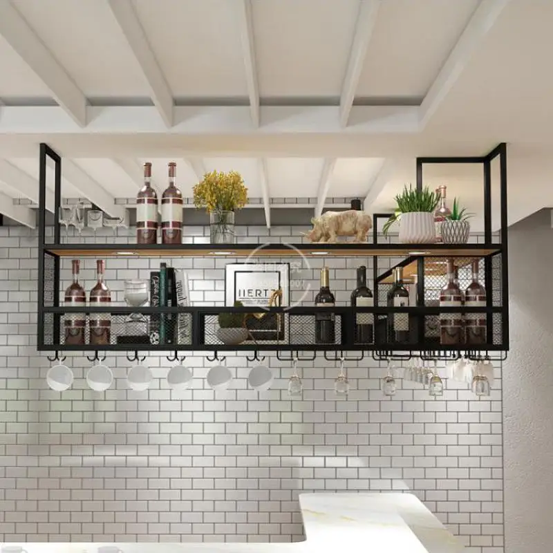 Bar Hanger Goblet Upside Down Hanger Hanging Cup Rack Wrought Iron Hanging Wine Rack Restaurant Storage Cabinet Home