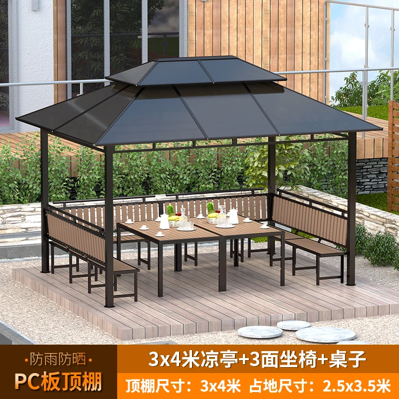 

Outdoor furniture Double Roof Hardtop Gazebo Canopy Pavilion Tent with curtains for patios gazebo uplion