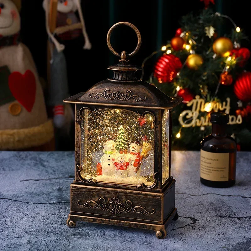 専用★ 水辺の夜 POP-UP STORE 台北限定正規品 木製風ライトボックス Snowing Crystal Ball Night Light with Vintage Christmas Wind Lamp