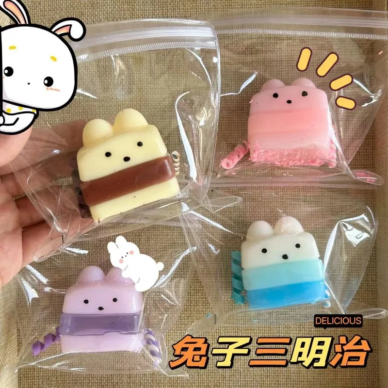 

Hot Sale Squeeze Toys Pressure Reducing Rabbit Sandwich Bread Simulation Food Stress Reducing TPR Soft Gel Decompression Toy