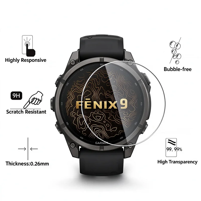 Premium Tempered Glass Screen Protector for Fenix Watches - Ultra-Clear and Durable Protection Film