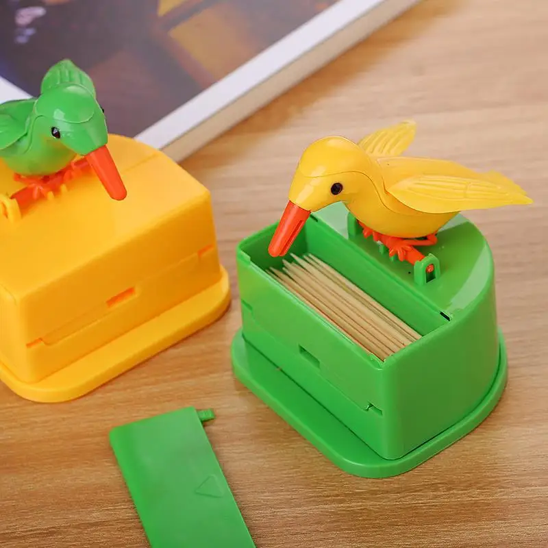 Description Picture 6 of itemCreative Toothpick Holder Cartoon Small Bird Toothpick Container Press Toothpick Dispenser Storage Box Automatic Kitchen