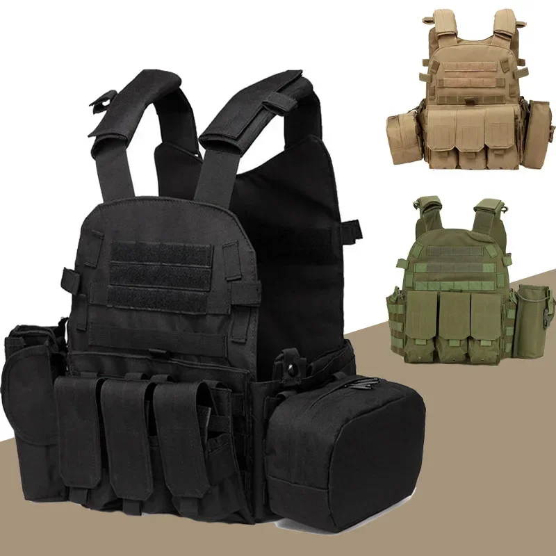 

6094 Military Combat Army Wargame VestNylon Pouch Molle Gear Tactical Vest Body Armor Hunting Plate Carrier Airsoft Accessories