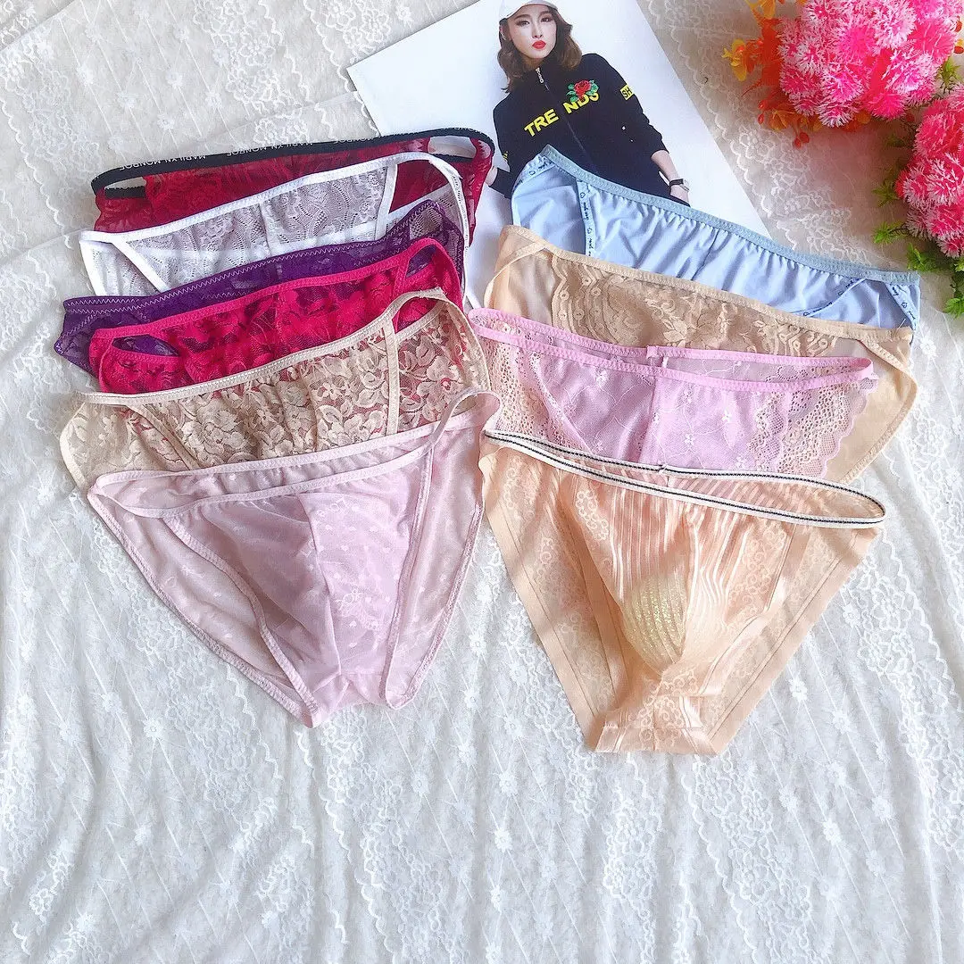 

20215pcs Sexy Sexy Lace Mesh Temptation Men's Bag Underwear Transparent Nude Feel Filthy Man plus Size Briefs