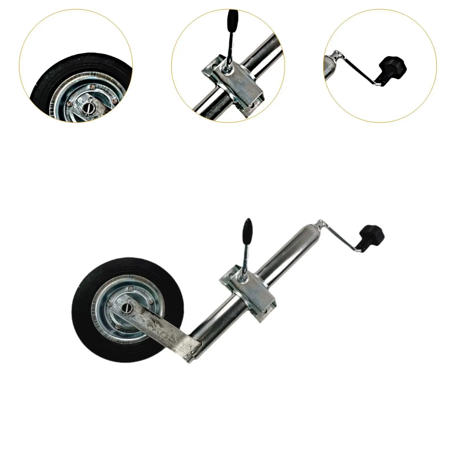 Boat Trailer Jack Rubber Wheel High Performance Hand Crank Design Camper Parts Easy to Use with Wheel for Boat Trailer RV