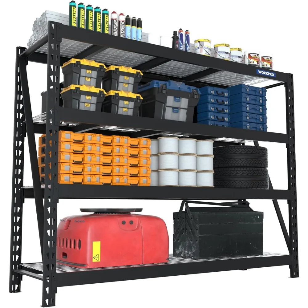 4-Tier Metal Garage Shelving Unit 68" 7200 LBS Capacity Heavy Duty Storage Utility Rack Industrial Adjustable Shelves