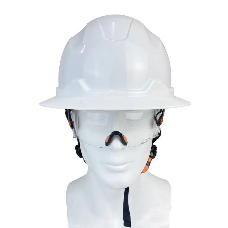 Construction Safety Helmet with Goggles Full Brim Industrial Breathable Work Helmet Lightweight Ventilated Safety