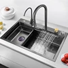 Nordic Metal Kitchen Sinks for Bar Counter Smart Digital Display with Cup Washer Sinks Light Luxury Design Sink for Dining Room 5