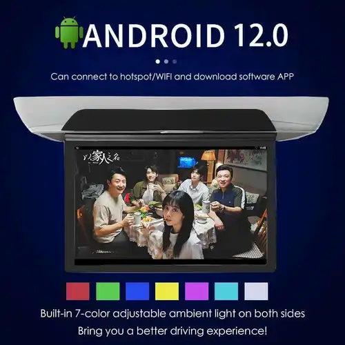13.3 Inch/15.6 Inch 1920*1080 Roof Ceiling Monitor IPS Touch Screen Android12 Multimedia Video Player Mirror Link Remote Control - Image 3