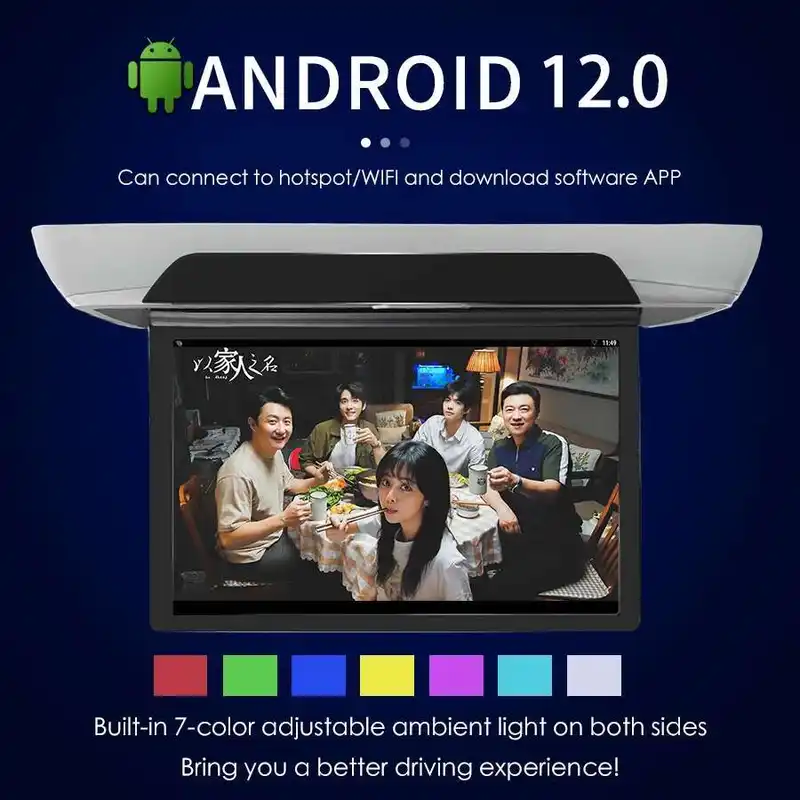 13.3 Inch/15.6 Inch 1920*1080 Roof Ceiling Monitor IPS Touch Screen Android12 Multimedia Video Player Mirror Link Remote Control - Image 3