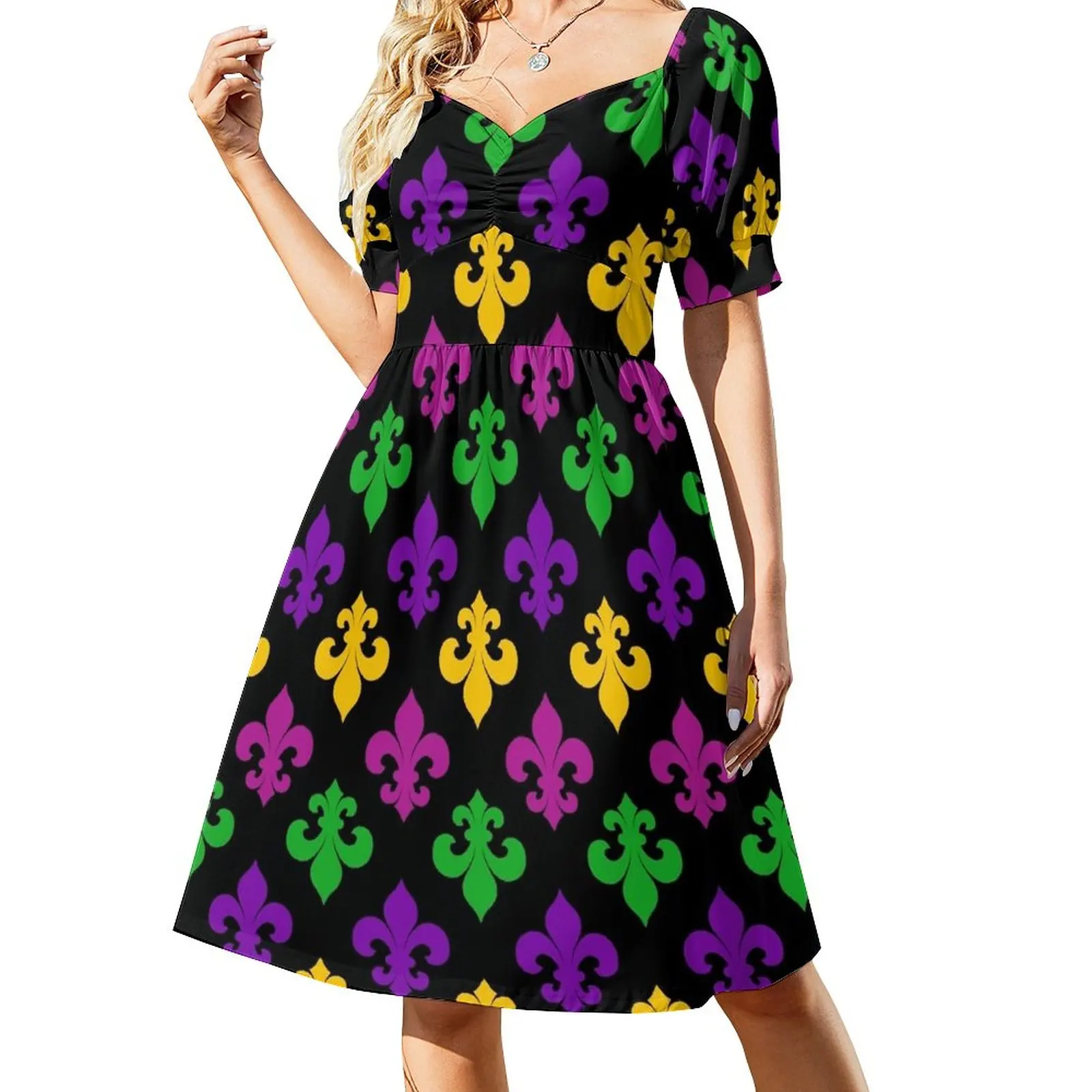 

Mardi Gras Pattern Sleeveless Dress festival outfit women summer dress dress dresses fairy