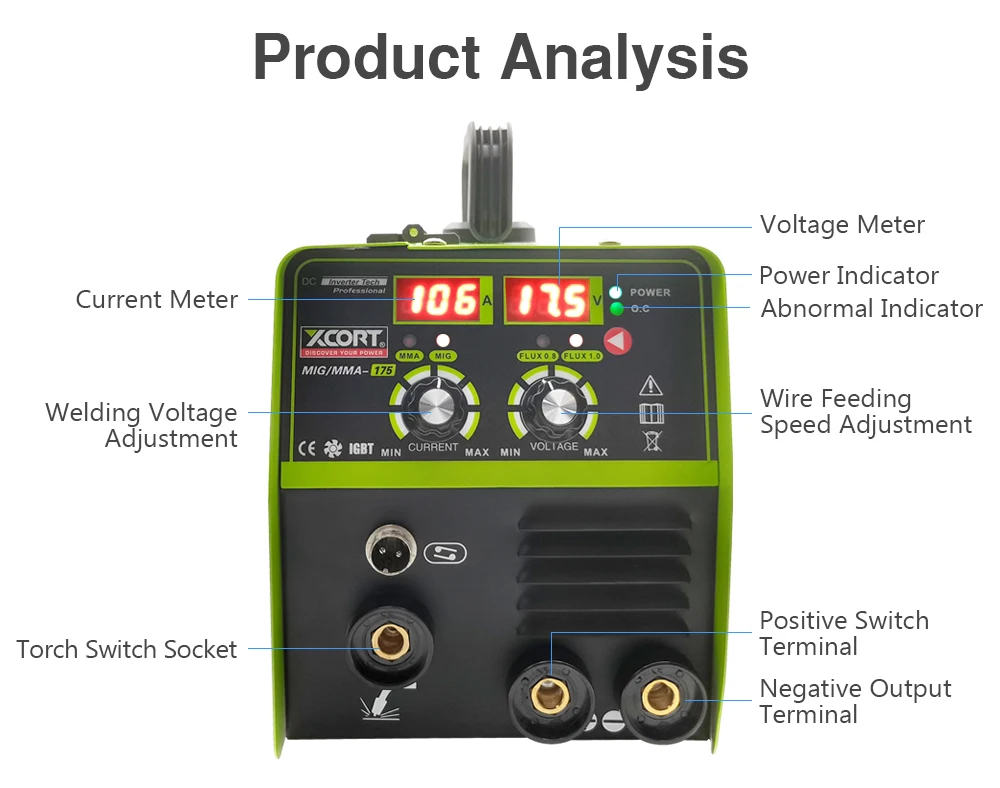 Máquina de Soldadura XCORT con MIG MMA, 110V/220V: Equipo de Soldadura Versátil para Trabajo en Hogar y Coche
