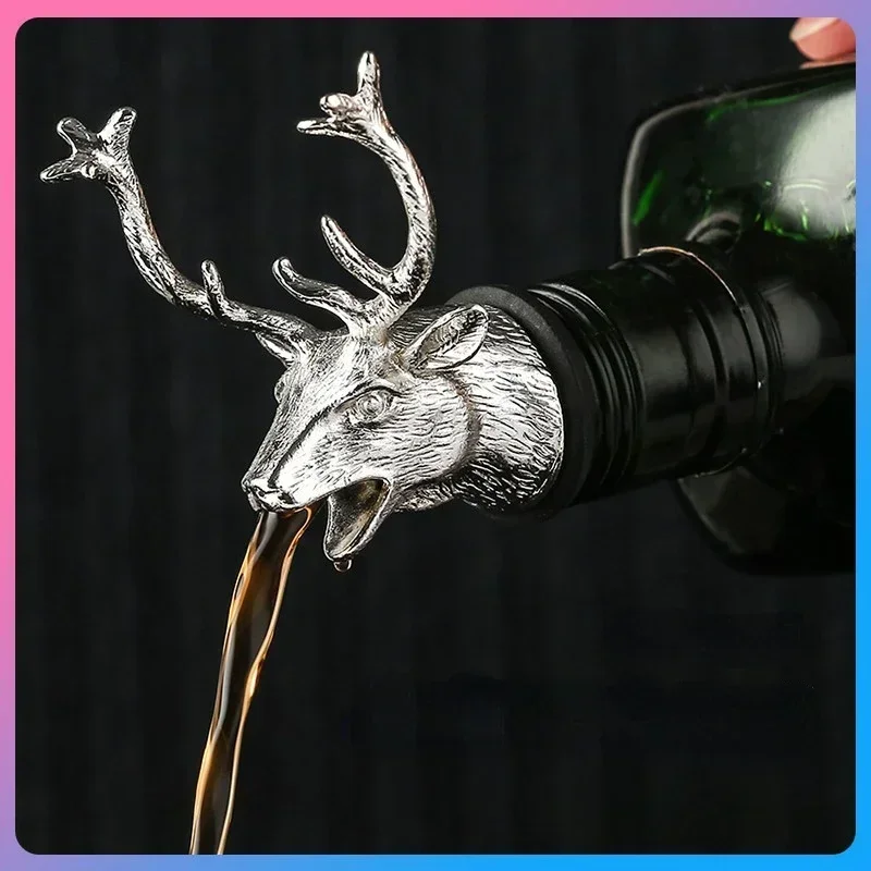 Deer Head Pourer Detachable Oil Wine BottlePourer Cap Spout Stopper Mouth Dispenser Bartender Kitchen Tools Bar Accessories