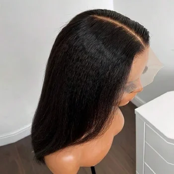 13x4 Kinky Straight HD Transparent Lace Frontal Wigs Human Hair For Women Remy Hair Brazilian Virgin Human Hair Wigs Glueless 1