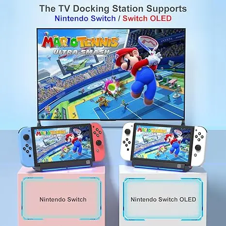 Nintendo Switch/Nintendo Switch OLED Dock(4K HDMI 어댑터/USB 2.0/Type-C 포트 포함)용 휴대용 도킹 스테이션 스위치