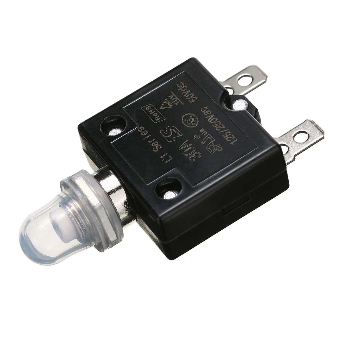 Disjuntor reajustável, DC 12V, 24V, 50V, 5A, 10A, 15A, 20A, 30A, Pacote de 1Pc, Protetor de Sobrecarga com Tampa Impermeável para Navio Automóvel