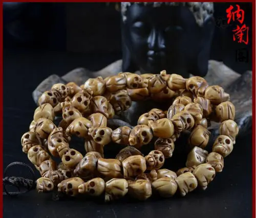 Vintage 108 Bead Buddhism Tibetan Yak Bone Skull Meditation Prayer Mala Necklace 4