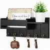 Wood Key Rack and Mail Organizer with 6 Key Hooks Living Room Storage Rack Living Room Holder Decorative with Shelf 1