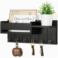 Wood Key Rack and Mail Organizer with 6 Key Hooks Living Room Storage Rack Living Room Holder Decorative with Shelf 1