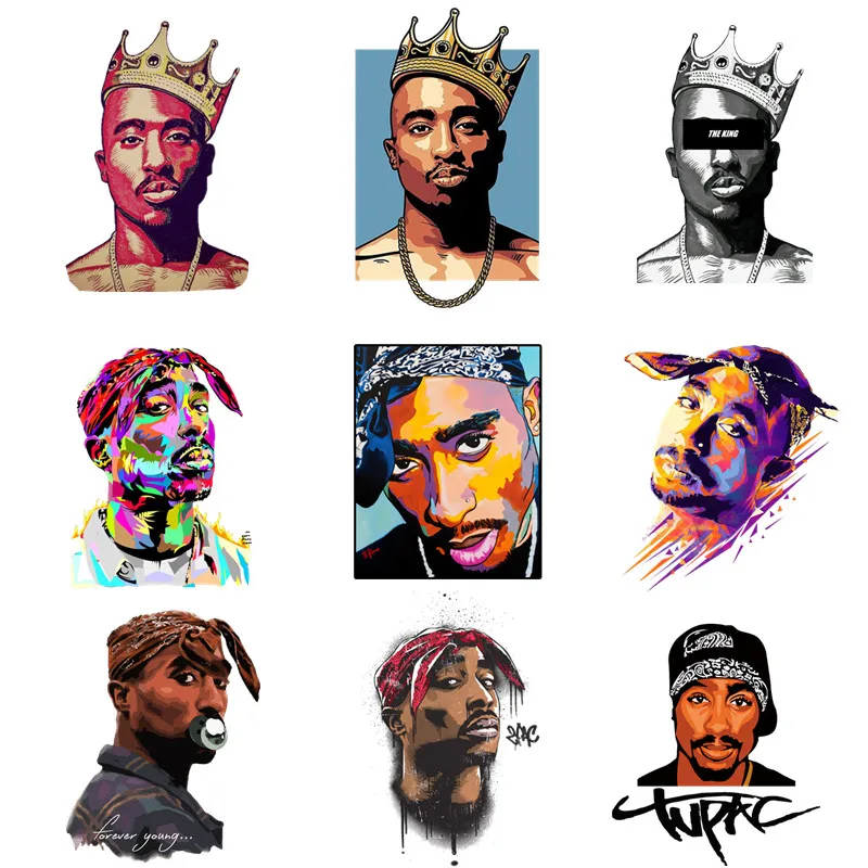 1/2pac 힙합 펑크 패치 의류 열전달 열 스티커 DIY T 셔츠 여성 자켓 용 ..